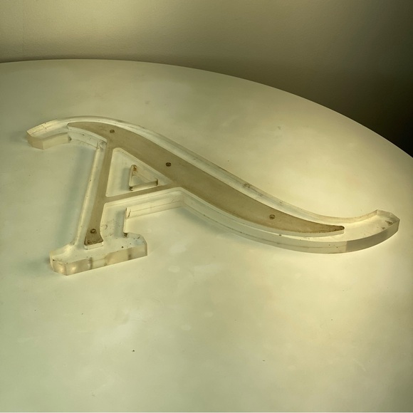 15" Vintage Reclaimed Salvage Sign Letter "A" Initial Clear Acrylic Plastic - Picture 2 of 11